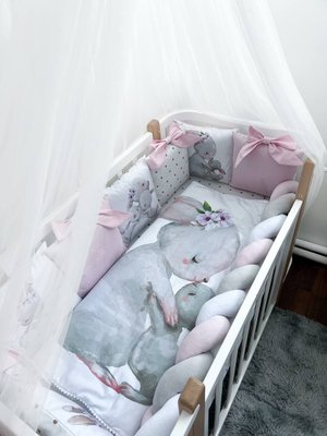 Комплект в кроватку с большими рисунками "Кролик мама" 1022 фото
