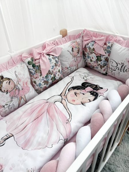 Комплект в кроватку с большими рисунками "Балерина" 1014 фото